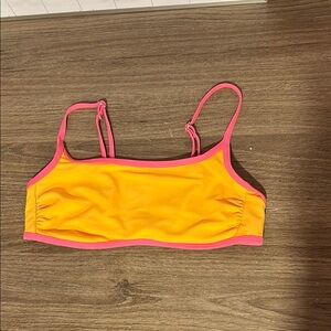 Colorful Bikini Top with Pink Trim